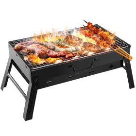 Foldable Portable BBQ Charcoal Grill Grill Lightweight Smoker Grill for Camping Picnics Garden Grilling - Black