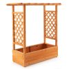 Raised Garden Bed with Trellis or Climbing Plant and Pot Hanging - Natural