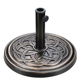 17.72" 24.2 lbs Market Heavy Duty Umbrella Round Stand Base for Patio, Outdoor, Deck, Lawn, Garden, Bronze - as Pic