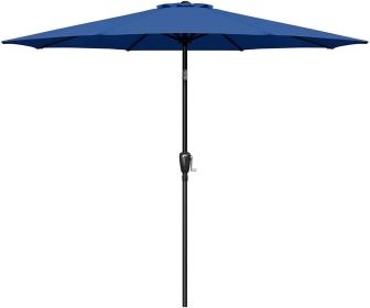 Simple Deluxe 9ft Outdoor Market Table Patio Umbrella with Button Tilt, Crank and 8 Sturdy Ribs for Garden, Blue - as Pic