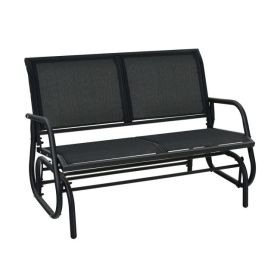 Swing Glider Chair 48 Inch Loveseat Rocker Lounge Backyard - Black