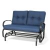 Outdoor Patio Glider Bench Loveseat Outdoor Cushioned 2 Person Rocking Seating Patio Swing Chair - Navy