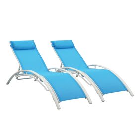 (Only for Pickup)Reclining Sun Lounger Set (Set of 2) - Blue