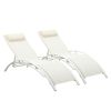 (Only for Pickup)Reclining Sun Lounger Set (Set of 2) - White