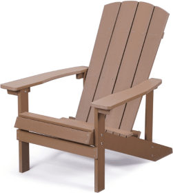 Patio Hips Plastic Adirondack Chair Lounger Weather Resistant Furniture for Lawn Balcony in Brown - as Pic