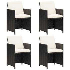 Patio Chairs 4 pcs Poly Rattan Black - Black