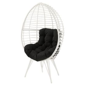 Black and White Patio Chair with Removable Cushion - as Pic