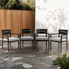 Outdoor Patio K/D Aluminum Stationary Dining Chairs 4PCS with Outdoor-grade Sunbrella Fabric Cushions, Tapered Feet, Ember Black - as Pic