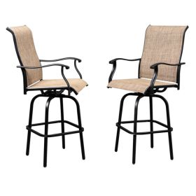 2pcs Wrought Iron Swivel Bar Chair Patio Swivel Bar Stools Black(without table)