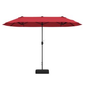 13 Feet Double-Sided Patio Twin Table Umbrella with Crank Handle - Wine