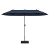 13 Feet Double-Sided Patio Twin Table Umbrella with Crank Handle - Navy