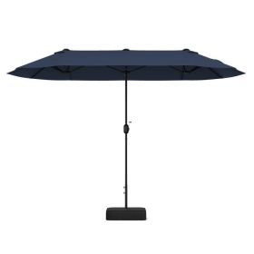 13 Feet Double-Sided Patio Twin Table Umbrella with Crank Handle - Navy