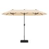 13 Feet Double-Sided Patio Twin Table Umbrella with Crank Handle - Beige