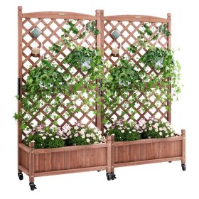 VEVOR 2PCS Raised Garden Bed with Trellis, 60"x13"x61.4" Outdoor Raised Wood Planters with Drainage Holes