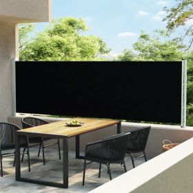 Patio Retractable Side Awning 55.1"x236.2" Black