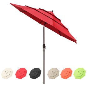 10Ft 3-Tiers Patio Umbrella Red - As Picture