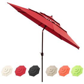 11Ft 3-Tiers Patio Umbrella Red - As Picture