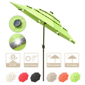 9Ft 3-Tiers 24LEDS Patio Umbrella Fruit Green - As Picture