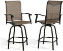 Outdoor 30" Swivel Bar Stools Patio Sling Bar Chairs, Set of Two - Set of 2