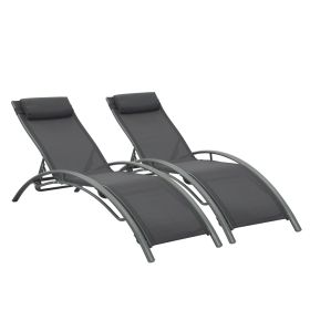 (Only for Pickup)Reclining Sun Lounger Set (Set of 2) - Gray