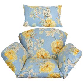 Egg Chair Cushion Hanging Basket Seat Cushion Thicken Soft Egg Swing Chair Pad Hanging Egg Chair Cushion with Headrest - Blue_YellowLeaf