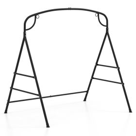 Patio Metal Swing Stand with Double Side Bars and 2-Ring Design - Black