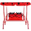 2 Person Kids Patio Swing Porch Bench with Canopy - Red