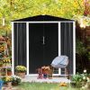 6 x 4 FT Outdoor Storage Shed, Metal Garden Storage House with Double Sliding Doors for Backyard Outdoor Patio, Black - Black