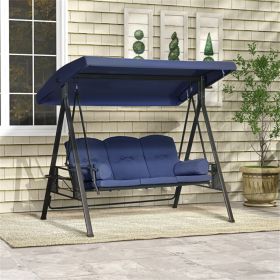 Outdoor Patio Swing Chair (Swiship ship)( Prohibited by WalMart ) - Brown Frame, Dark Blue Cushions