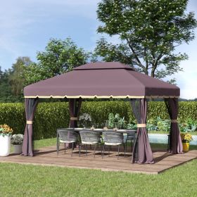 10ft x 13ft Patio Gazebo-Coffee-AS (Swiship-Ship) (Prohibited by WalMart) - As shown