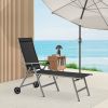 Outdoor Chaise Lounge Chairs Aluminum Adjustable Chair with Wheels for Poolside Beach Patio Reclining Sunbathing Lounger - Gray