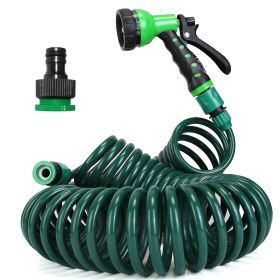 EVA Recoil Garden Hose Flexible Self-coiling Water Hose with 3/4' and 1/2' Adapter with 7 Spraying Modes for Boat Greenhouse Yard Patio - 15M