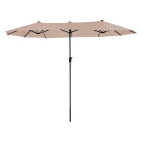 15 ft. Market No Weights Patio Umbrella 2-Side - Beige