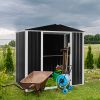 6 x 4 FT Outdoor Storage Shed, Metal Garden Storage House with Double Sliding Doors for Backyard Outdoor Patio, Black - Black