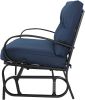 Outdoor Patio Glider Bench Loveseat Outdoor Cushioned 2 Person Rocking Seating Patio Swing Chair - Navy