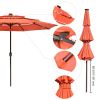 10Ft 3-Tiers 32LEDS Patio Umbrella Fruit Orange - As Picture