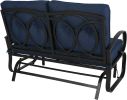 Outdoor Patio Glider Bench Loveseat Outdoor Cushioned 2 Person Rocking Seating Patio Swing Chair - Navy