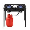 Outdoor Camp Stove High Pressure Propane Gas Cooker Portable Cast Iron Patio Cooking Burner (Double Burner 150000-BTU) - Picture shows