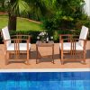 3 Pieces Solid Wood Outdoor Patio Sofa Furniture Set - White