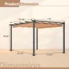 10' x 13' Aluminum Patio Pergola with Retractable Pergola Canopy, Backyard Shade Shelter for Porch, Outdoor Party, Garden, Grill Gazebo - khaki