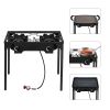 Outdoor Camp Stove High Pressure Propane Gas Cooker Portable Cast Iron Patio Cooking Burner (Double Burner 150000-BTU) - Picture shows