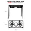 Outdoor Camp Stove High Pressure Propane Gas Cooker Portable Cast Iron Patio Cooking Burner (Double Burner 150000-BTU) - Picture shows