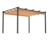 10' x 13' Aluminum Patio Pergola with Retractable Pergola Canopy, Backyard Shade Shelter for Porch, Outdoor Party, Garden, Grill Gazebo - khaki