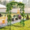 Garden Arch Arbor Trellis with Gate Patio Plant Stand Archway - Black