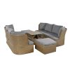 Customizable Outdoor Patio Furniture Set, Wicker Furniture Sofa Set with Thick Cushions, Suitable for Backyard, Porch. - Gray