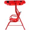 2 Person Kids Patio Swing Porch Bench with Canopy - Red