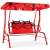 2 Person Kids Patio Swing Porch Bench with Canopy - Red