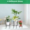 4Packs Iron Plotted Plant Stands Shelves Heavy Duty Round Flower Pot Holder Rack Home Yard Garden Patio Décor - Black