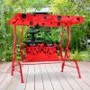 2 Person Kids Patio Swing Porch Bench with Canopy - Red