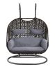 ACME Vasta Patio Swing Chair with Stand, Fabric & Wicker (1Set/3Ctn) 45084 - as Pic